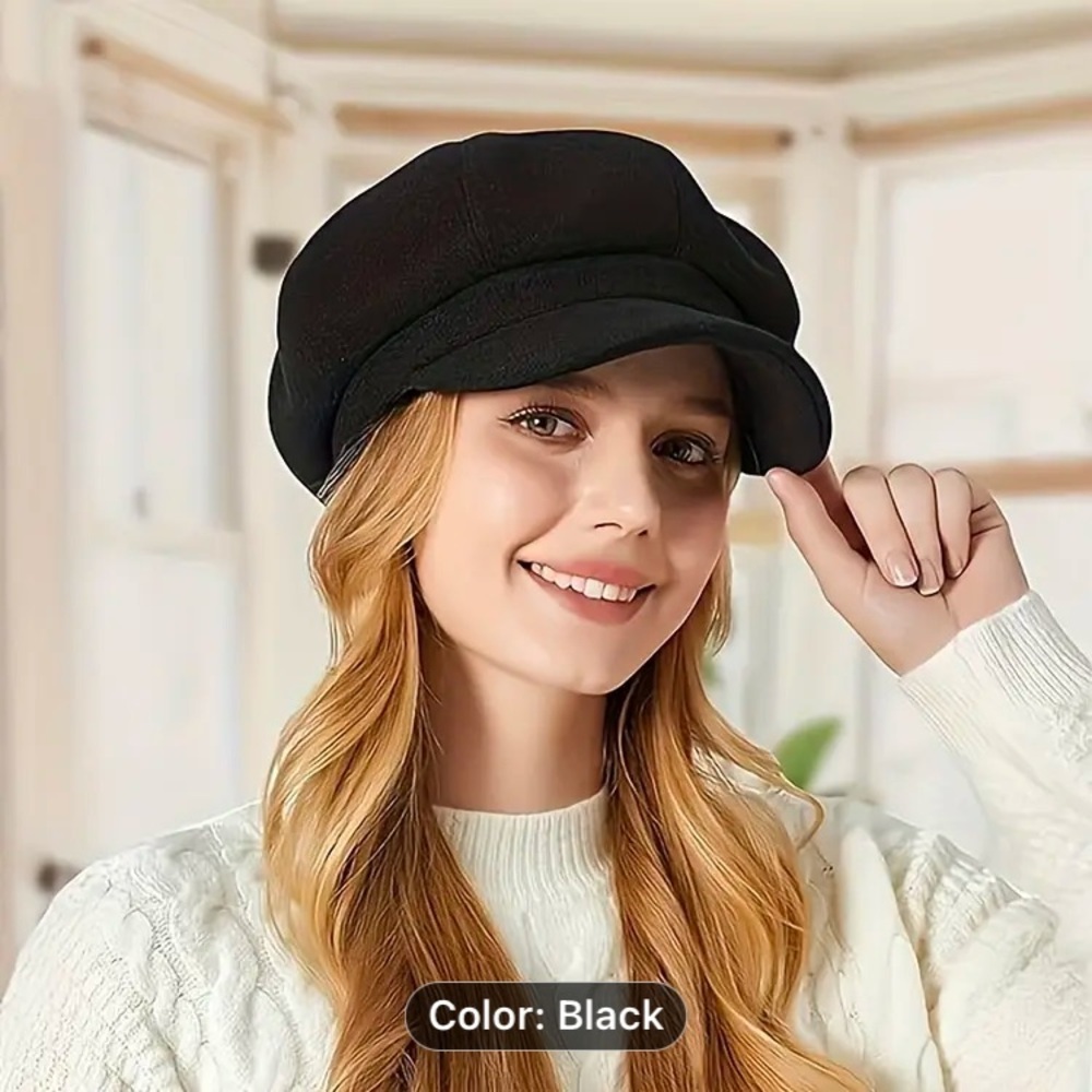 New Newsboy Hat Black - Picture 4 of 7